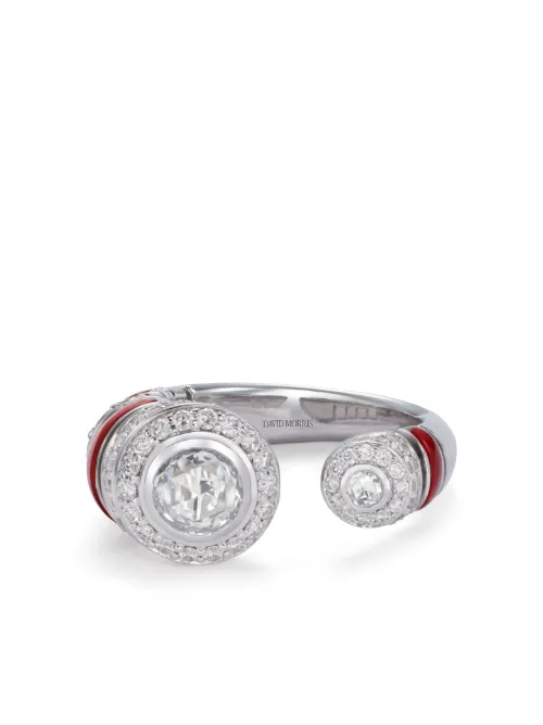 Bague en or blanc 18ct pavée de diamants - David Morris - Modalova