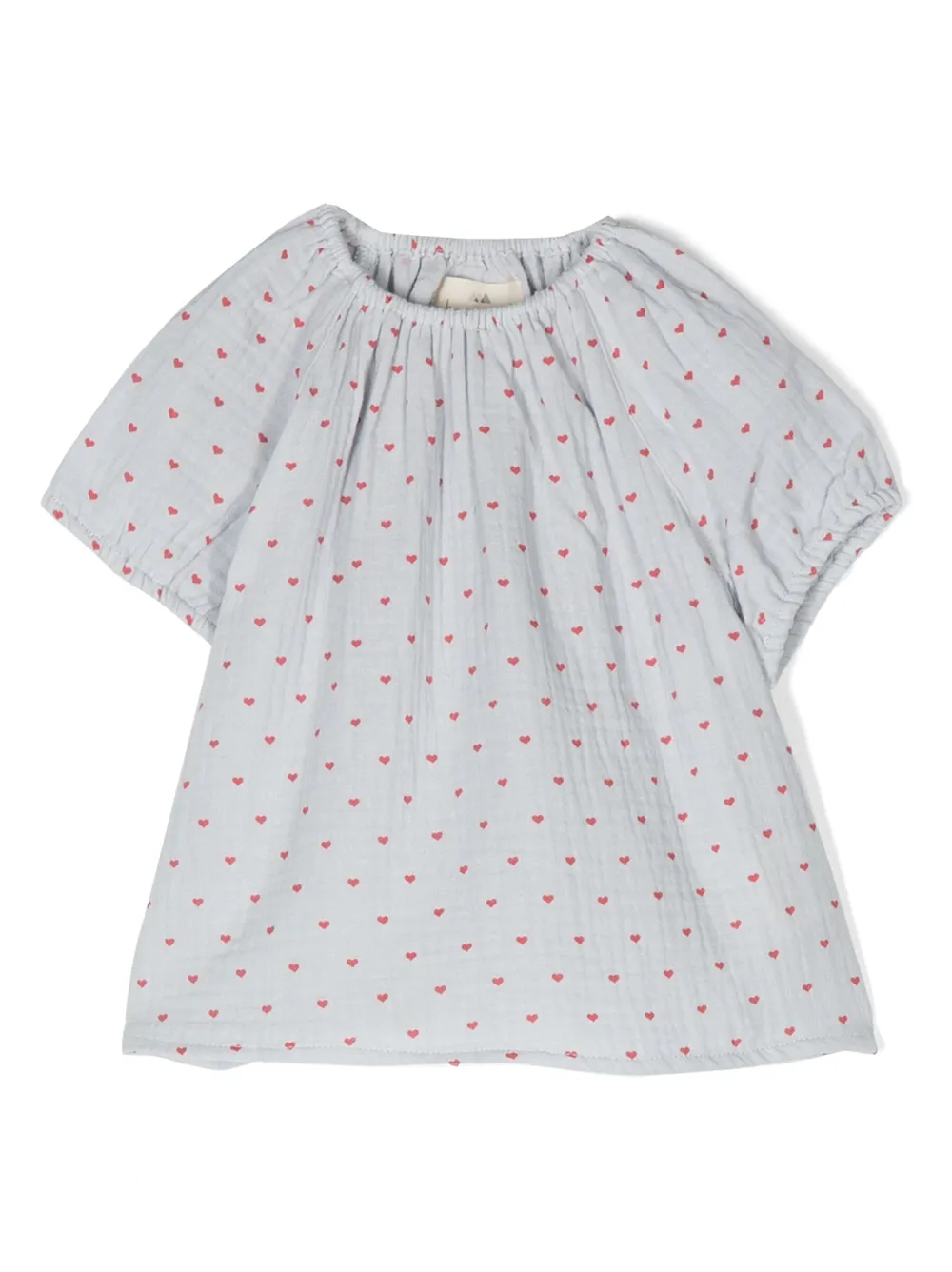 Konges Sløjd Babies' Heart-print Ruched Blouse In 蓝色