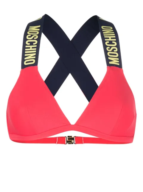 Moschino logo-embossed bikini top
