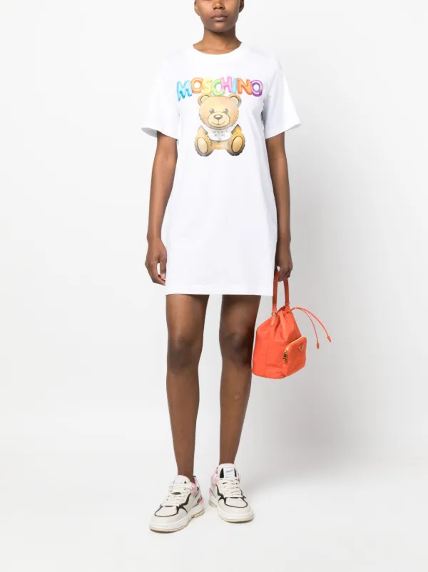 Moschino Teddy Bear print T Shirt Dress White FARFETCH HK