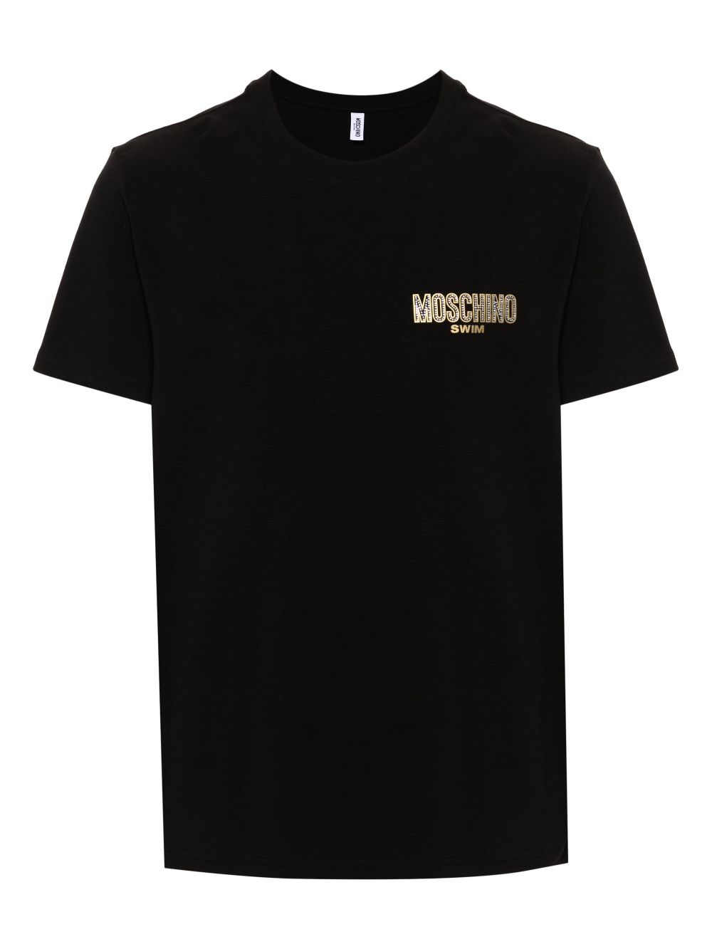 Moschino Logo-appliqué Stretch-cotton T-shirt In Black