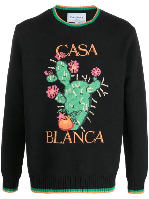 Casablanca suéter con motivo floral en intarsia