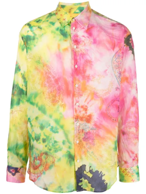 tie-dye print long-sleeved shirt