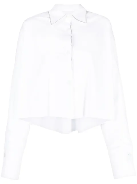 Genny embellished-trim cropped shirt