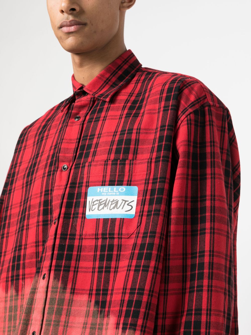 VETEMENTS My Name Is Bleached Checked Shirt - Farfetch