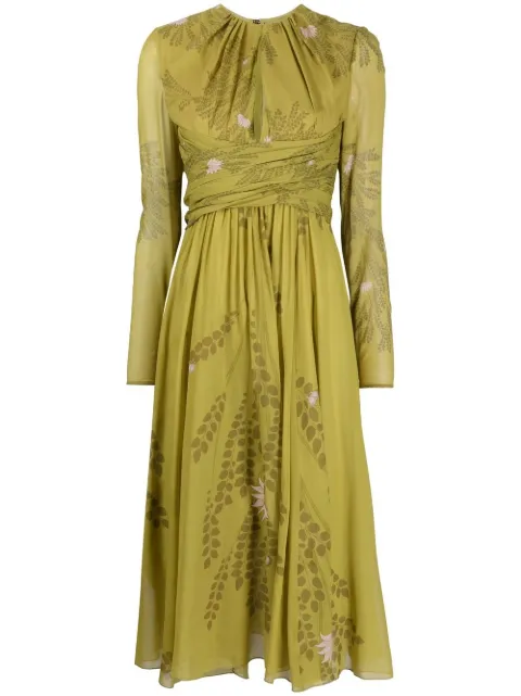 Giambattista Valli botanical print long-sleeve midi dress