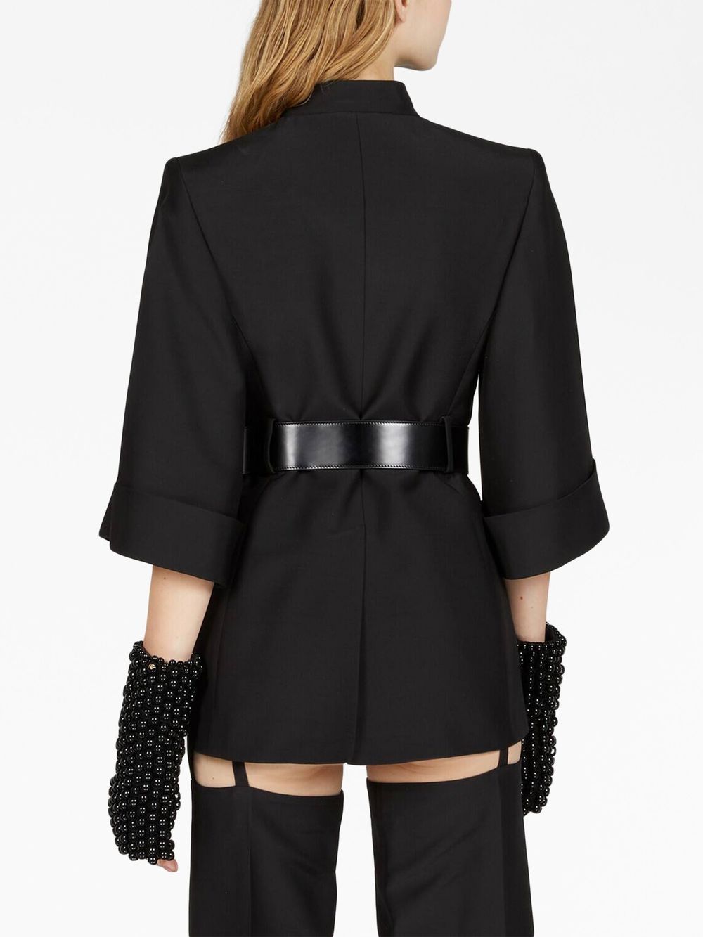 Shop Gucci Belted Tailored Jacket In Black