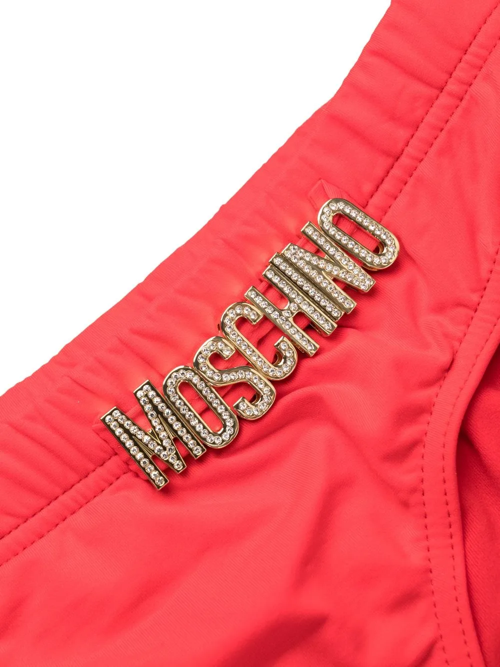 Moschino Crystalembellished Logo Swim Trunks In Rot ModeSens
