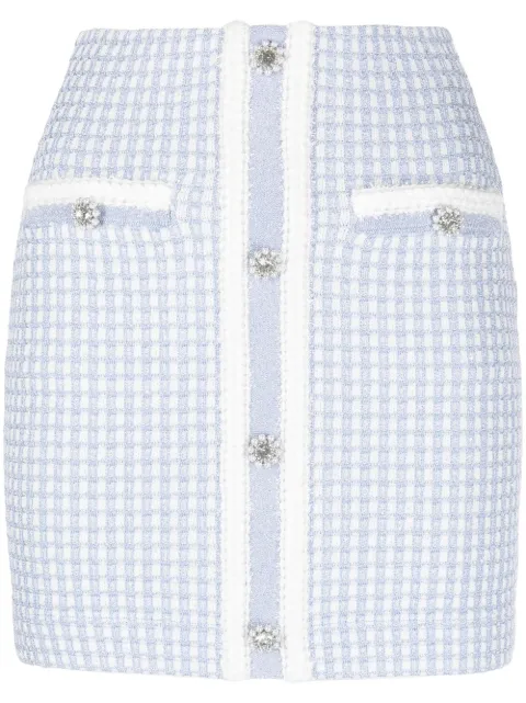 Self-Portrait checked metallic mini skirt
