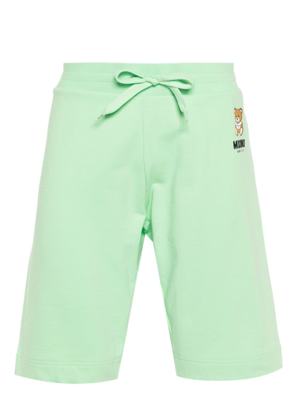 Moschino Teddy-print Drawstring-waist Shorts In Green