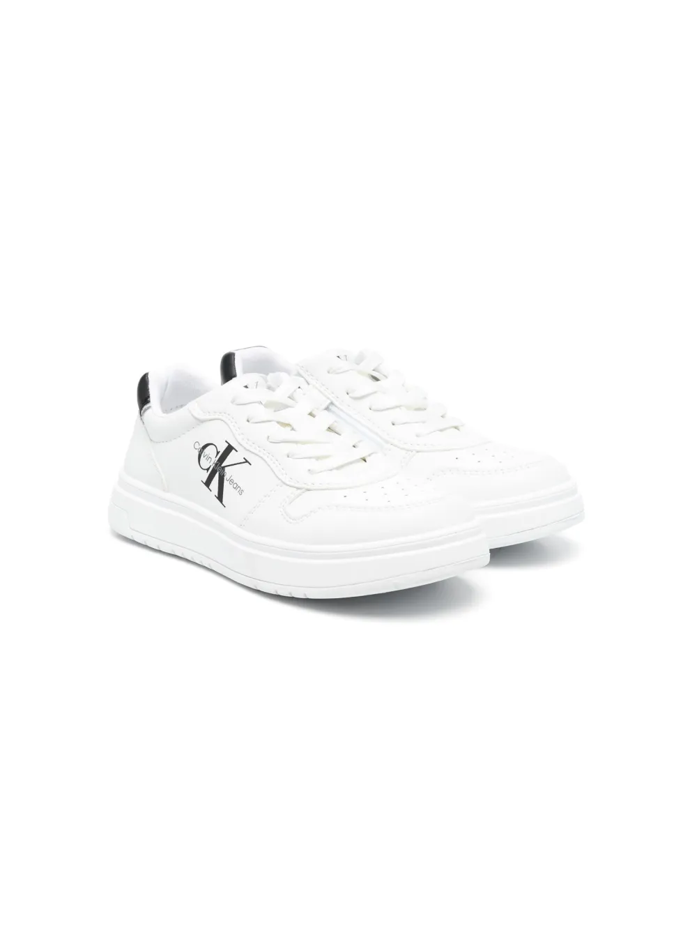 Calvin Klein Kids' Logo-print Low-top Sneakers In White