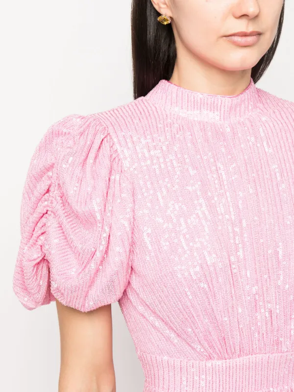 rotate pink sequin dress Rotate By Birger Christensen Sequin-embellished Midi Dress