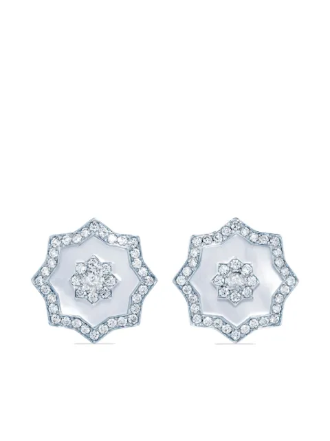 David Morris 18kt white gold Astra diamond and mother-of-pearl earrings