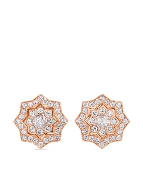 Puces d'oreilles en or 18ct pavées de diamants - David Morris - Modalova