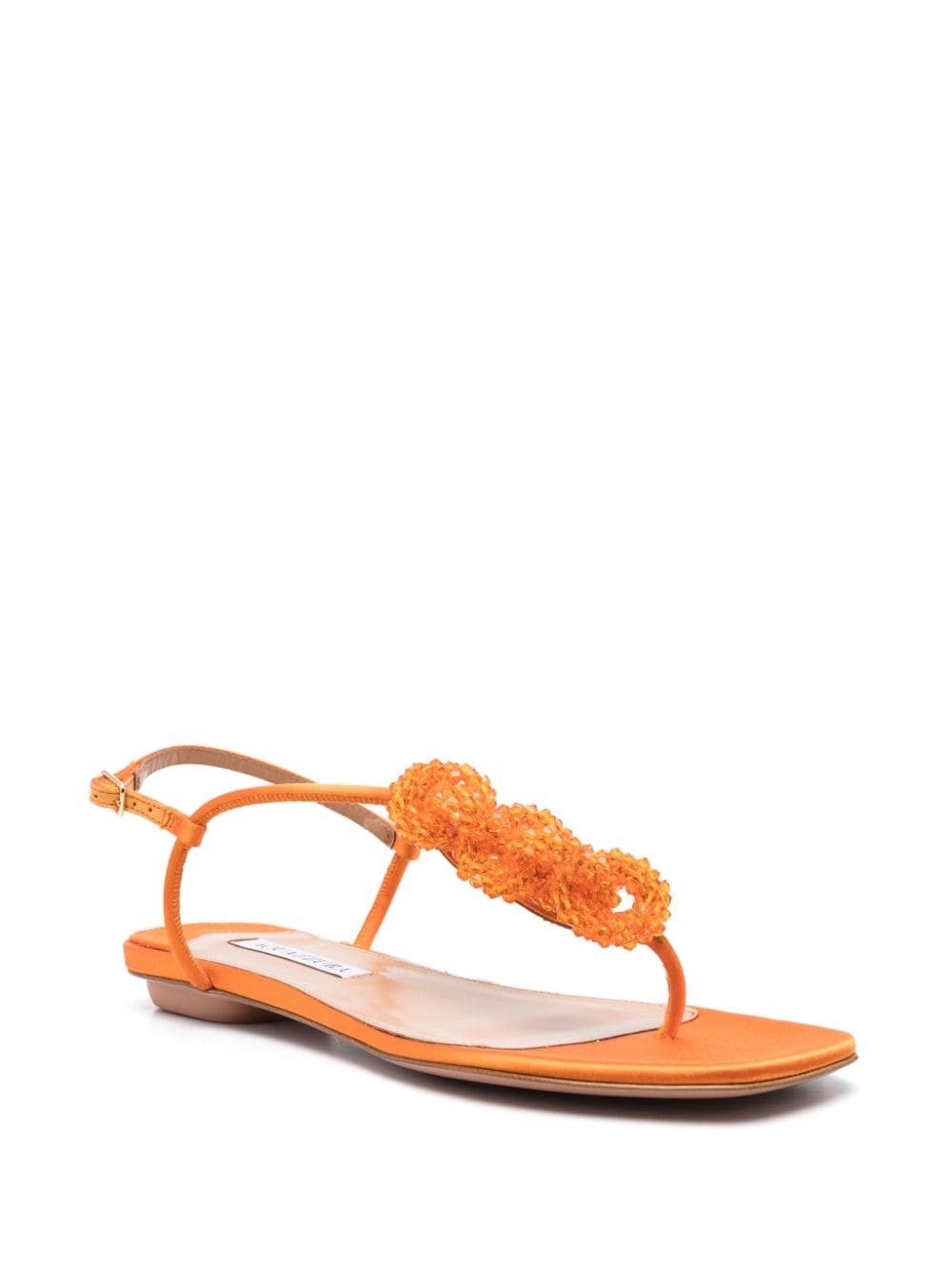 Shop Aquazzura Chain Of Love Thong Sandals In Orange