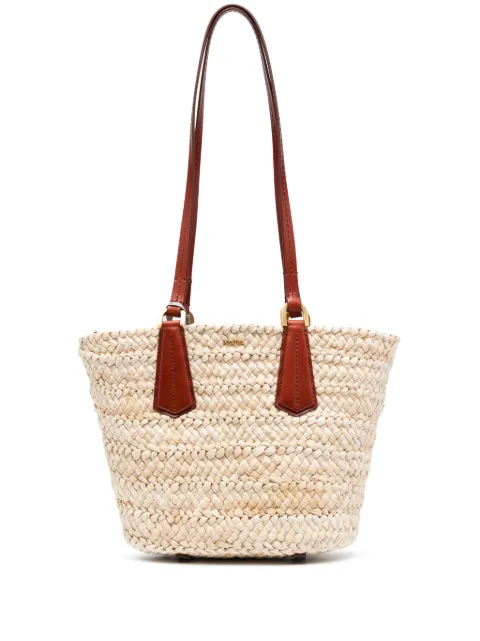 Max Mara logo-plaque straw tote bag