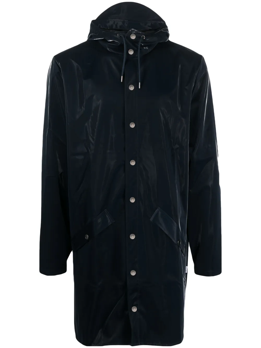 Rains patent-finish hooded waterproof raincoat - Blue