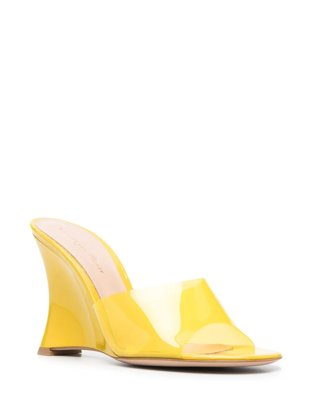 Gianvito Rossi Vernice Pvc Wedge Mules In Yellow