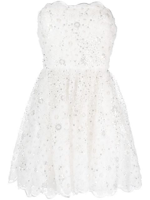 Self-Portrait bead-embellished strapless minidress