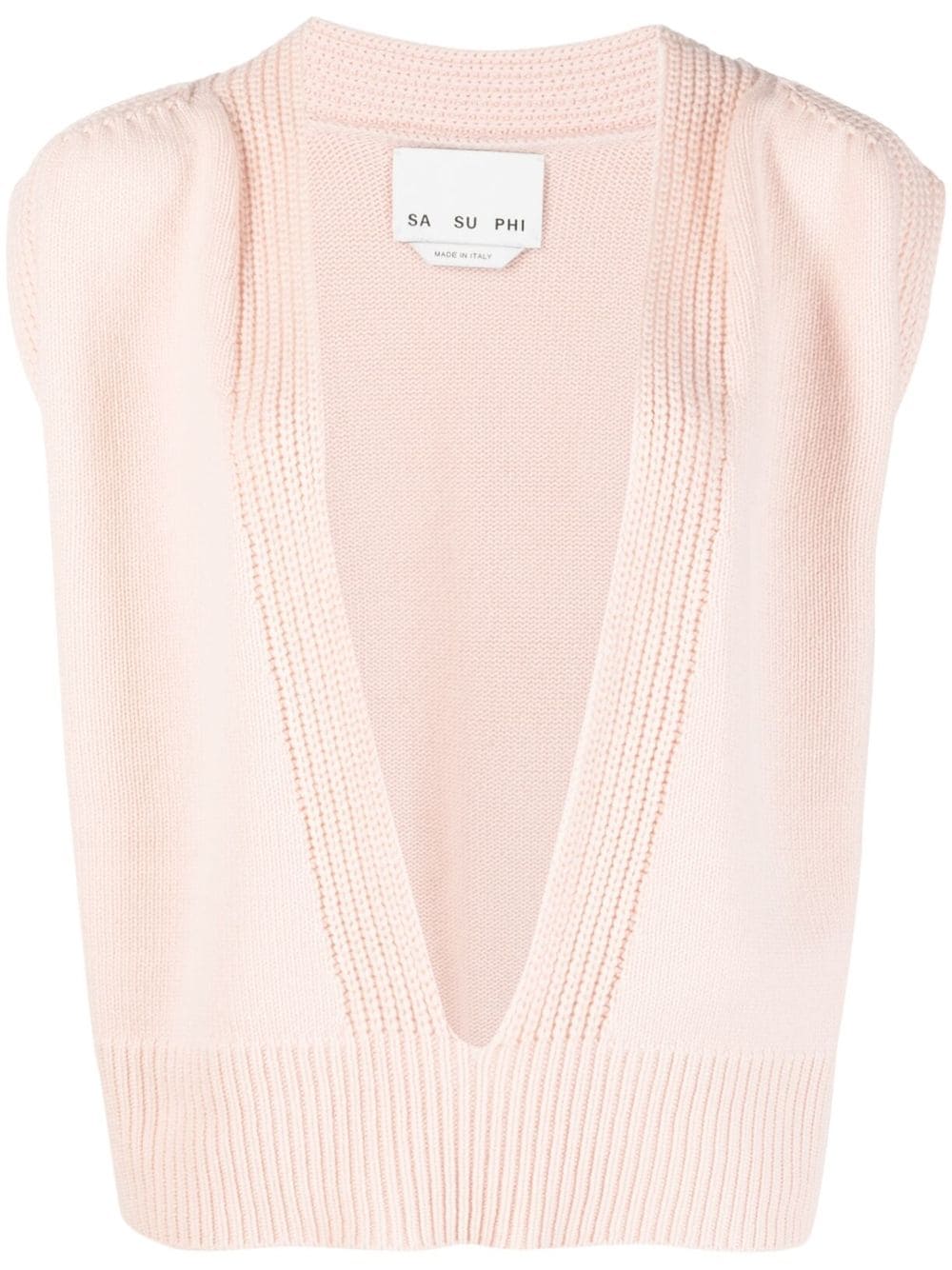 Sa Su Phi Plunging V-neck Cashmere Top In Pink