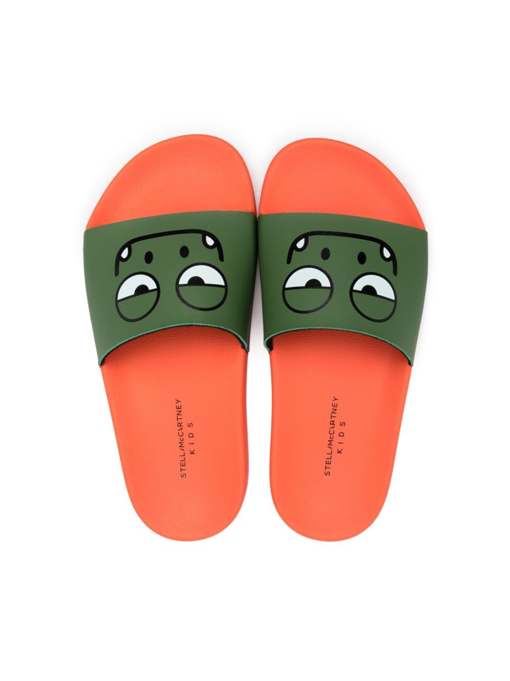 Shop Stella Mccartney Face-print Opent-toe Slides In Orange