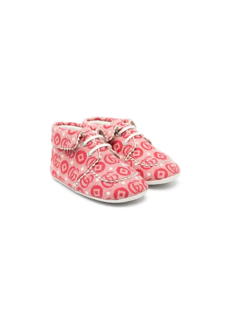 Gucci Kids Bota de couro e canvas GG