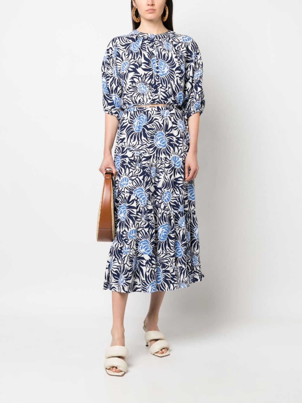 Shop Diane Von Furstenberg Floral-print Cropped Top In White