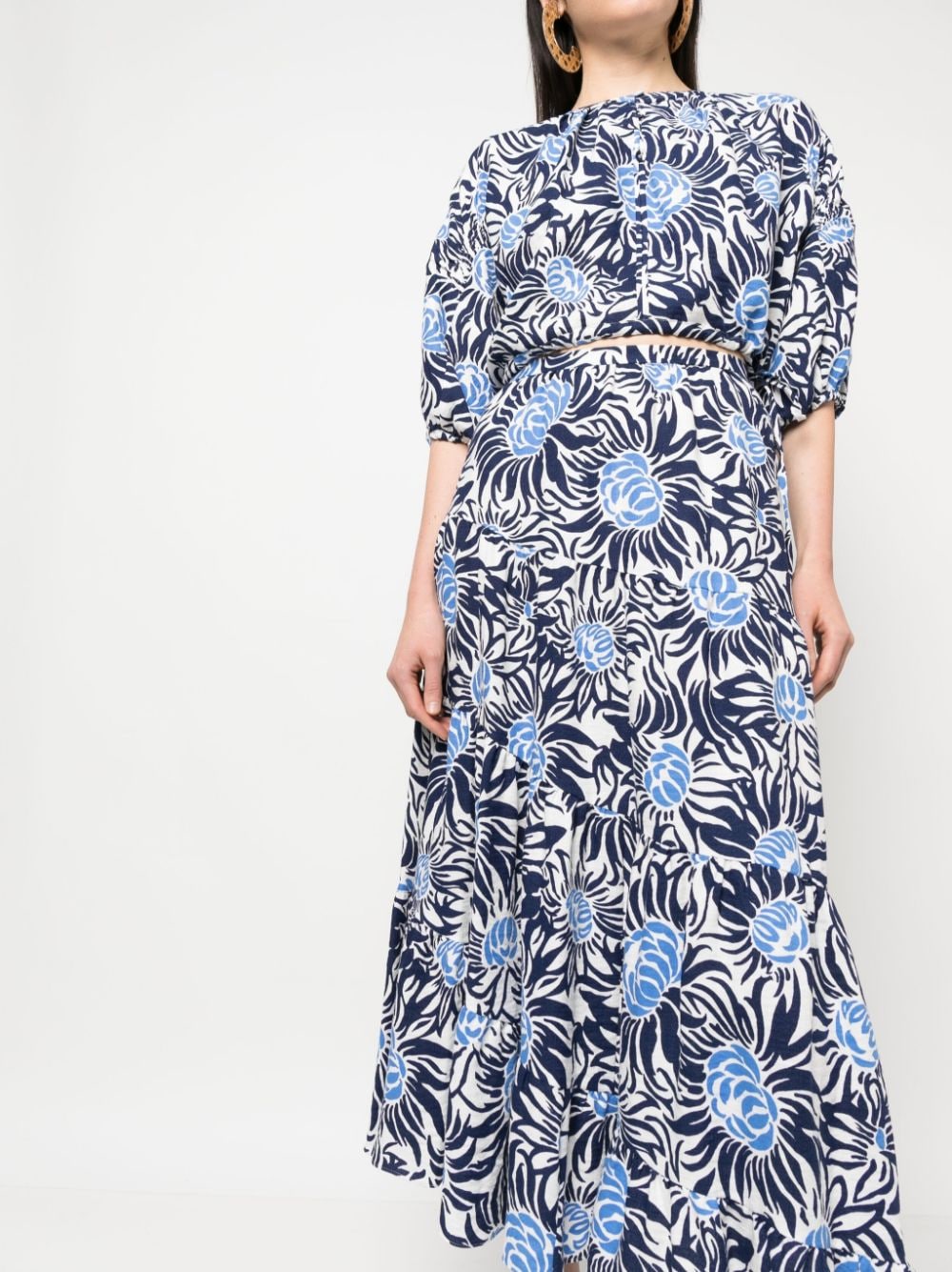 Shop Diane Von Furstenberg Floral-print Fluted Skirt In Weiss