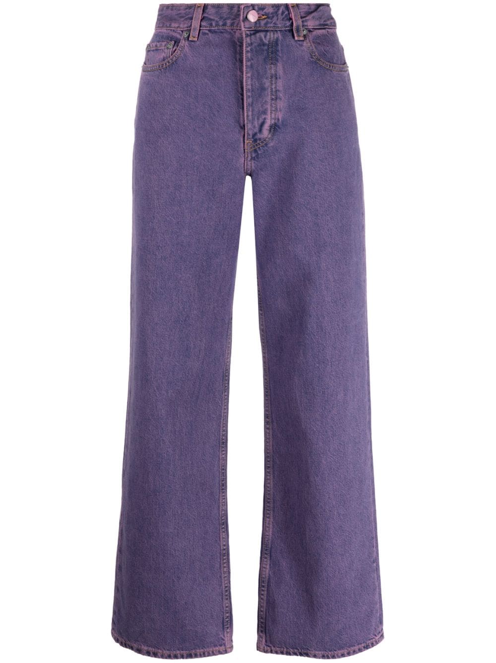 GANNI Overdyed high-waist wide-leg jeans - Purple