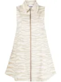 GANNI zebra-print denim minidress - Neutrals