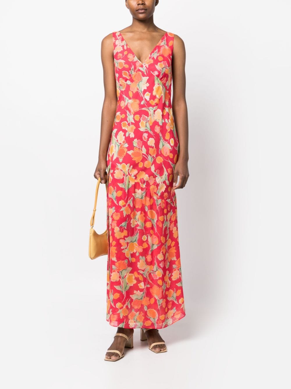 Shop Rixo London Moniq Floral-print Sleeveless Maxi Dress In Pink
