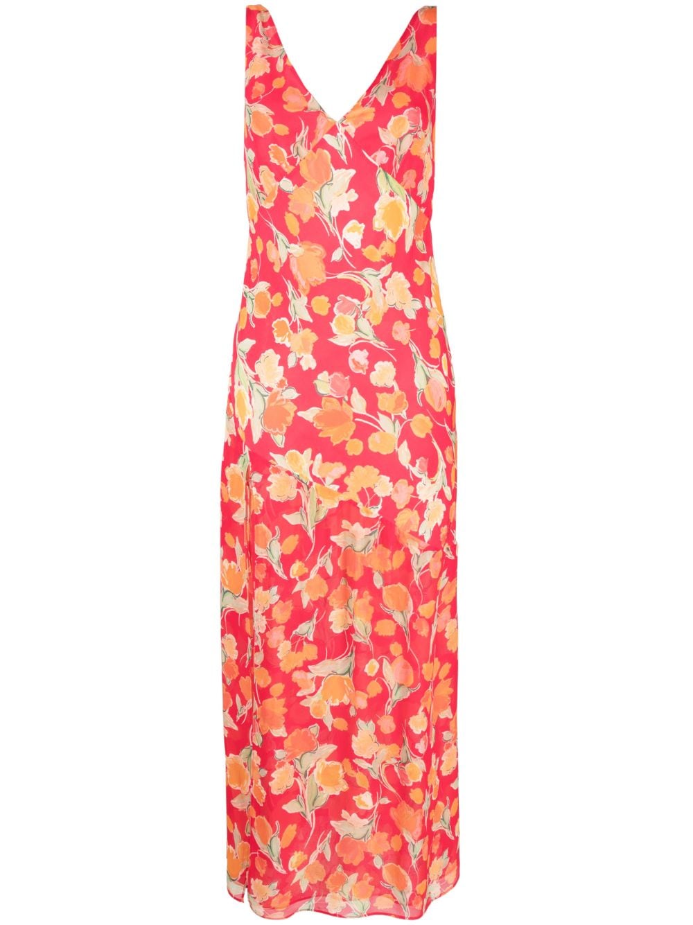 Shop Rixo London Moniq Floral-print Sleeveless Maxi Dress In Pink