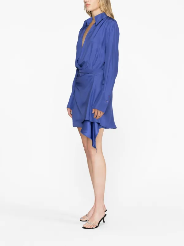 gauge81 shirt dress Naha Chestnut Silk Mini Shirt Dress