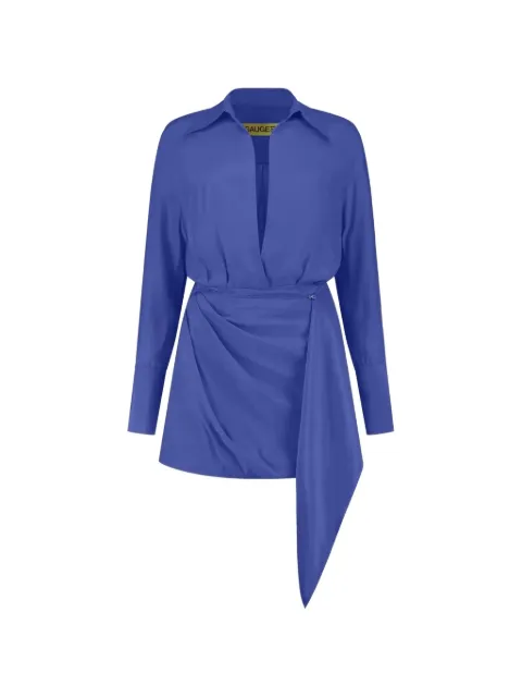 GAUGE81 Gravia draped silk mini shirt dress