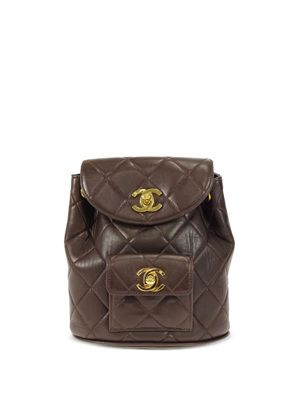 Pre-owned Chanel 1992 Duma Diamond-quilted Backpack In Brown