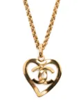 CHANEL Pre-Owned 1995 CC heart pendant necklace - Gold