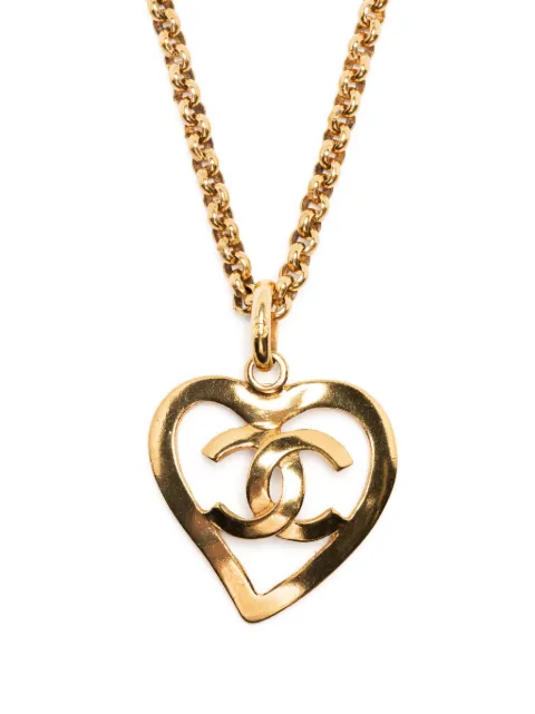 CHANEL Pre-Owned 1995 CC heart pendant necklace