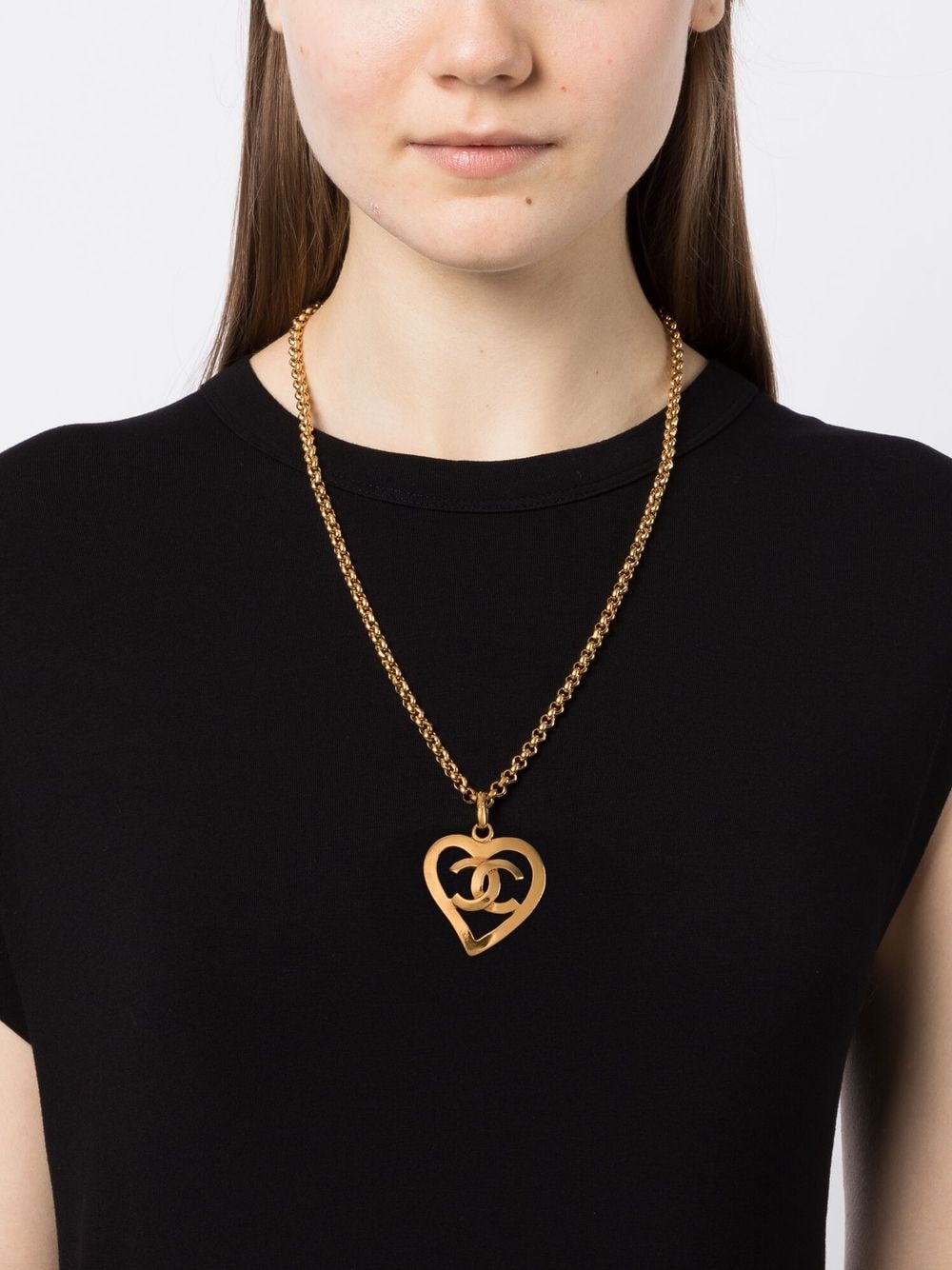 CHANEL Pre-Owned 1995 halsketting met CC-hanger - Goud