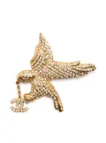 CHANEL Pre-Owned 2001 rhinestone-embellished eagle brooch - Gold