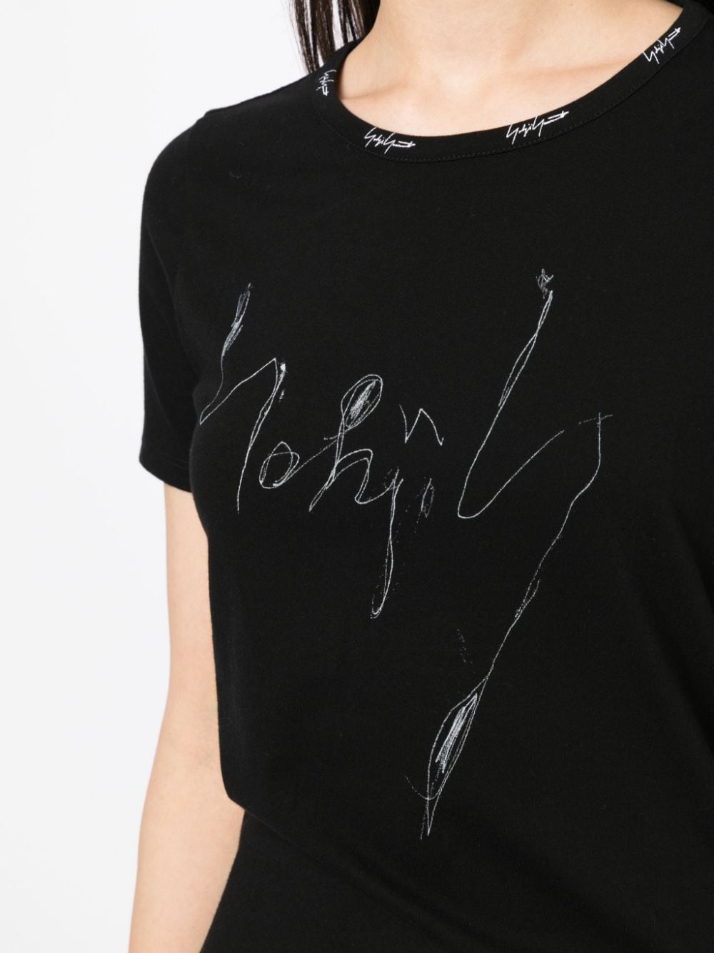 Shop Yohji Yamamoto Illustration-print Logo-embroidered T-shirt In Black