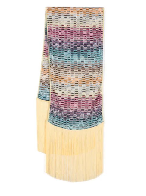 Missoni fringed edge knitted scarf