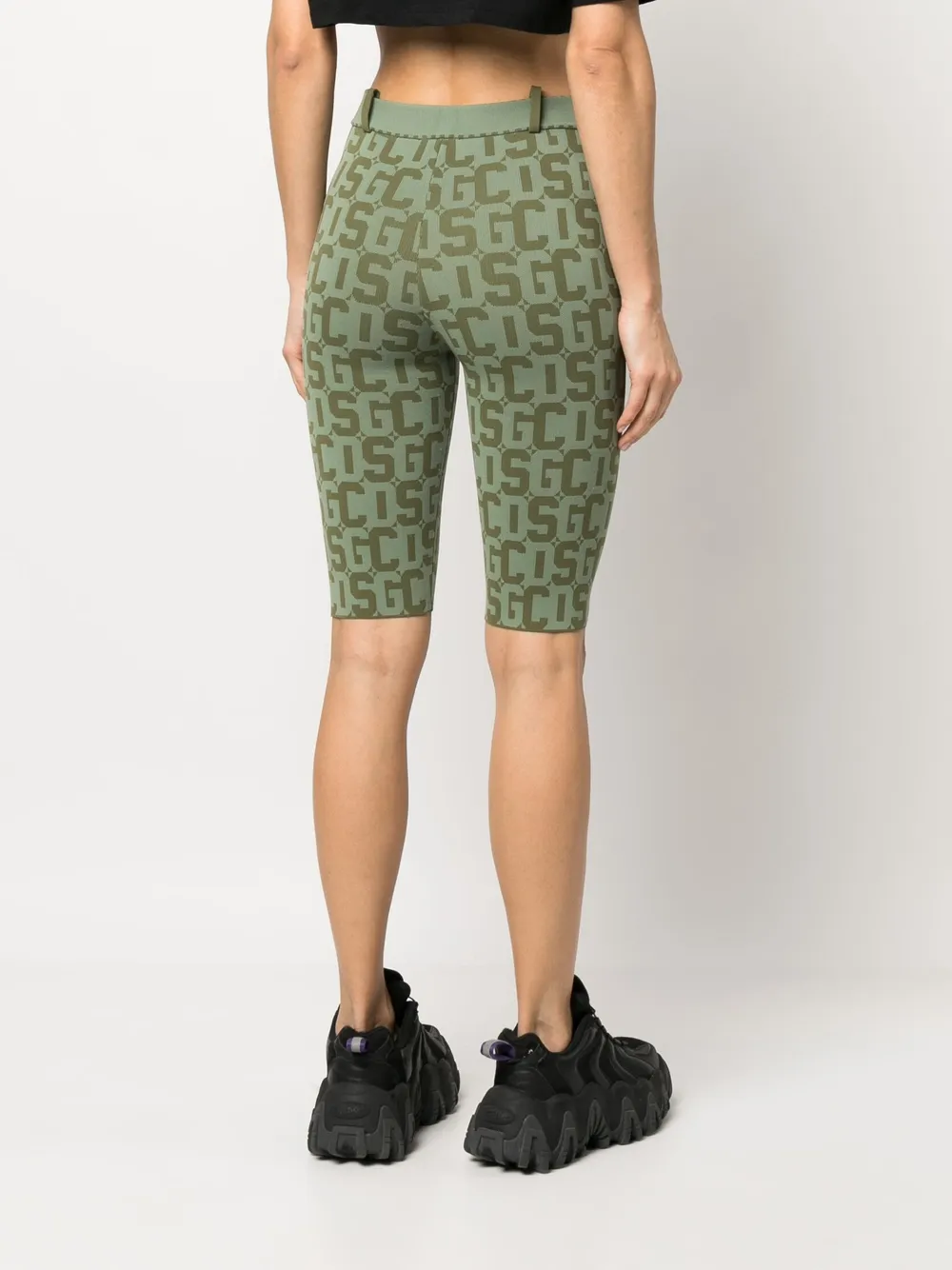 Gcds Monogram Jacquard Cycling Shorts In Green