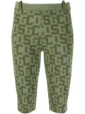 GCDS two-tone monogram-jacquard cropped leggings - Green
