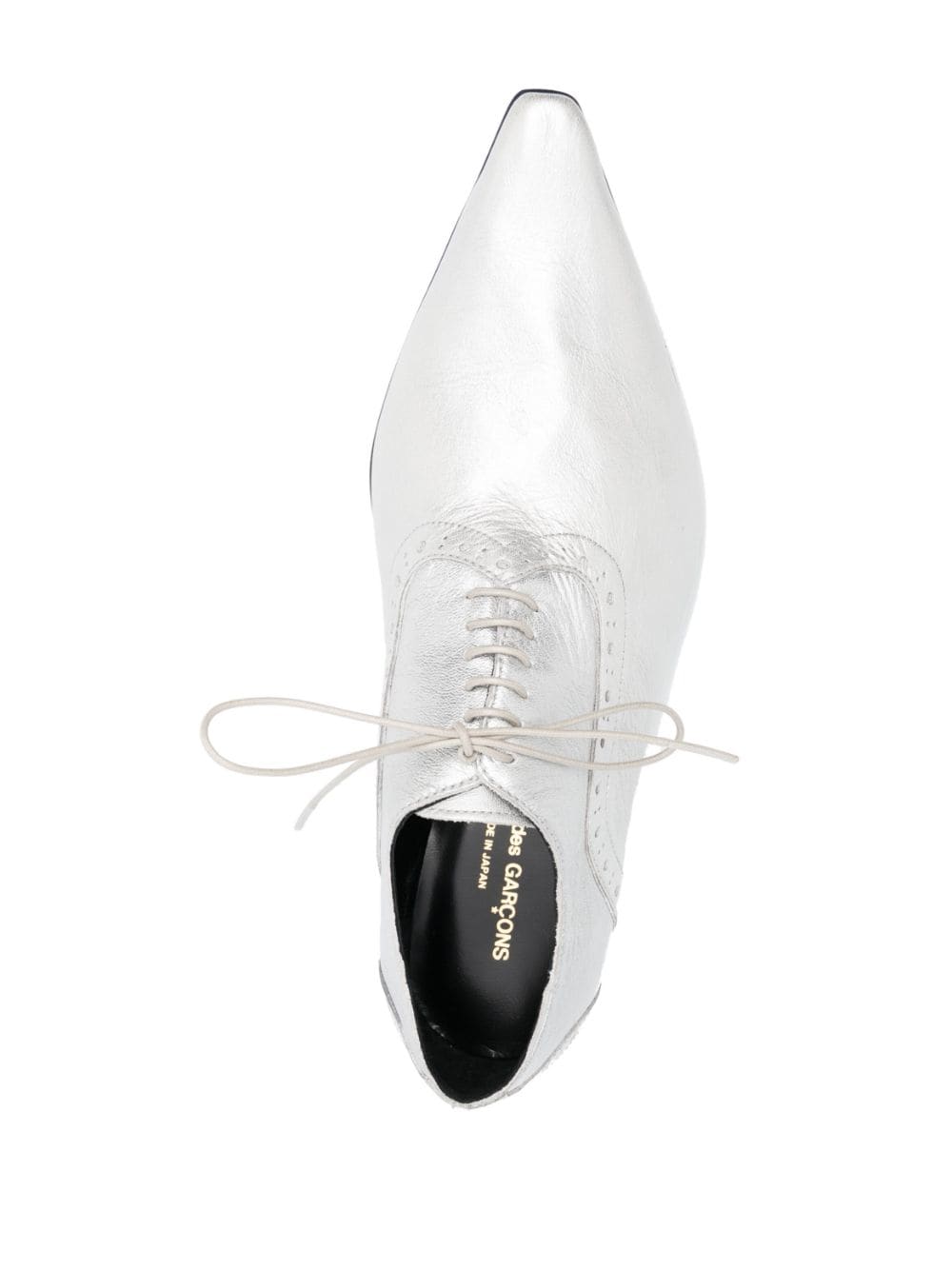 Shop Comme Des Garçons Metallic-effect Lace-up Oxford Shoes In Silver