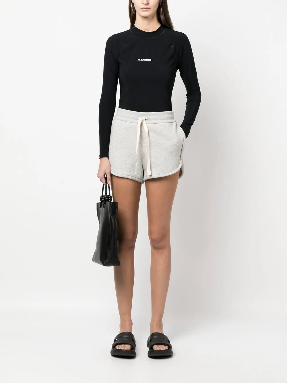 Jil Sander Top met logoprint - Zwart