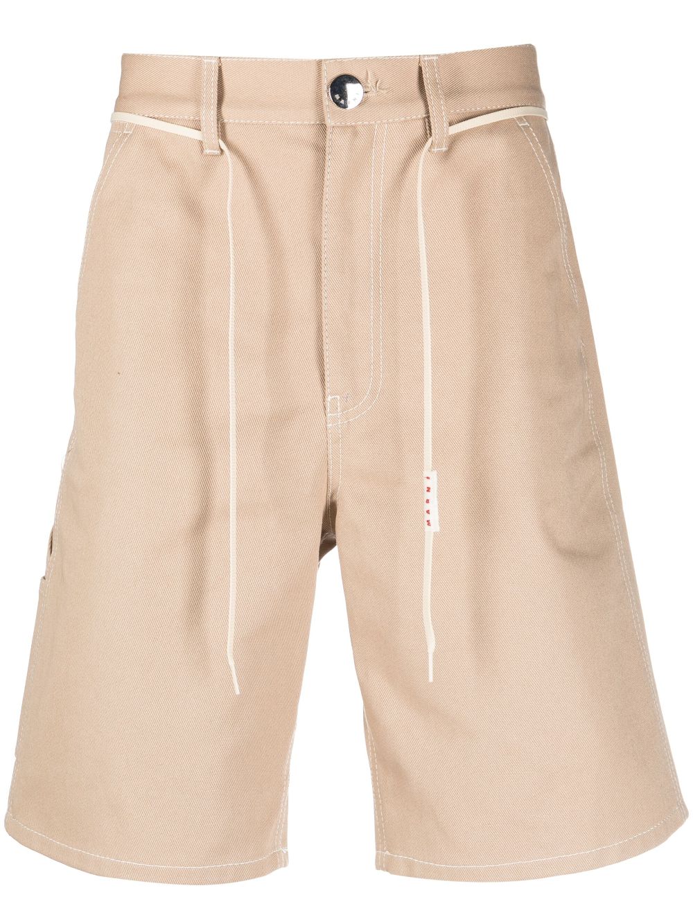 Marni Logo-patch Cotton Cargo Shorts In Neutrals