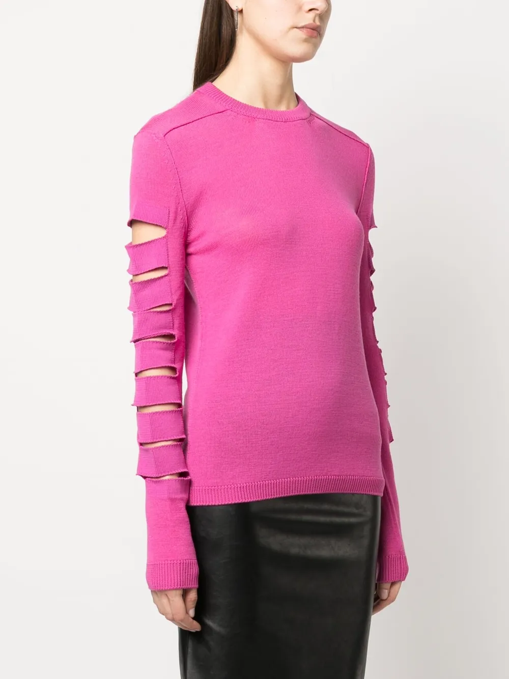 Shop Rick Owens Ribbed-trim Cut-out Jumper In Pink