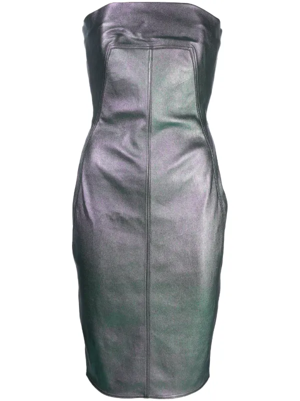 strapless open back dress RICK OWENS Size 4 Purple Viscose Blend Draped One Shoulder Cocktail Dress