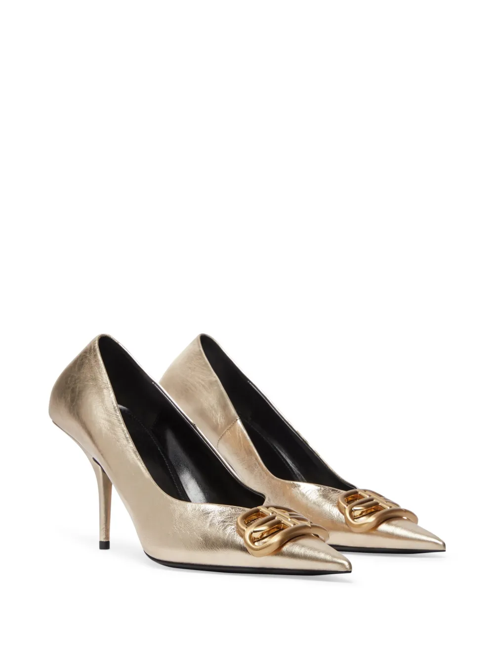 Shop Balenciaga Square Knife Bb 80mm Pumps In Gold