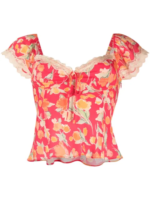 Rixo Rosella floral-print puff-sleeve blouse